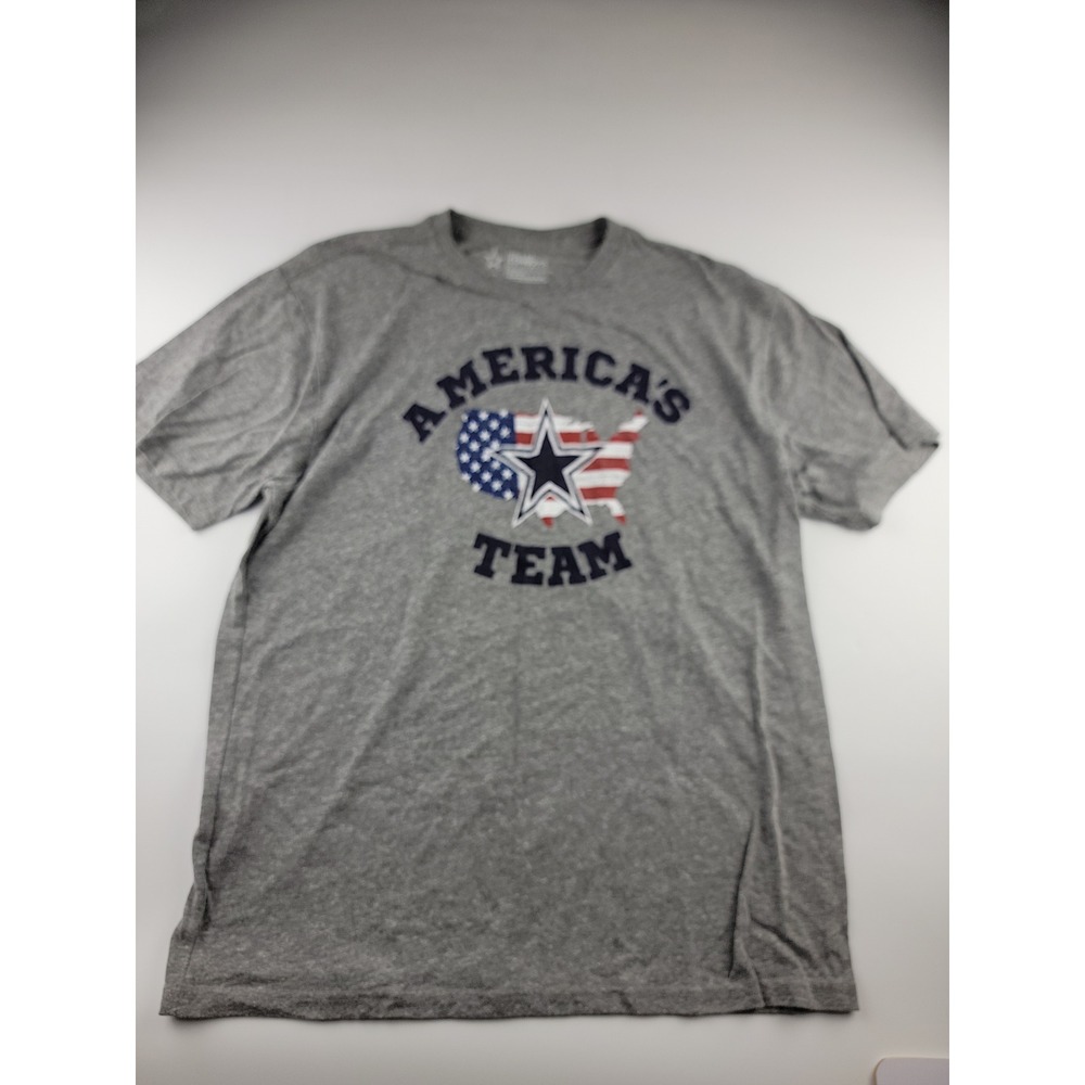 Dallas Cowboys Americas Team T Shirt Gray Graphic Print Short Sleeve Mens - Picture 2 of 10